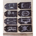 rectangle die cut edge embossed poinsettia christmas gift tags in snowflake pattern